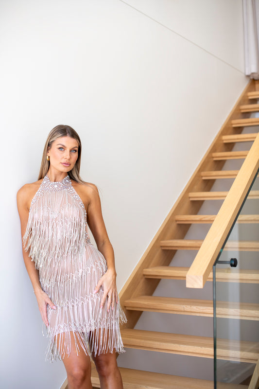 Charlize Crystal Fringe Dress